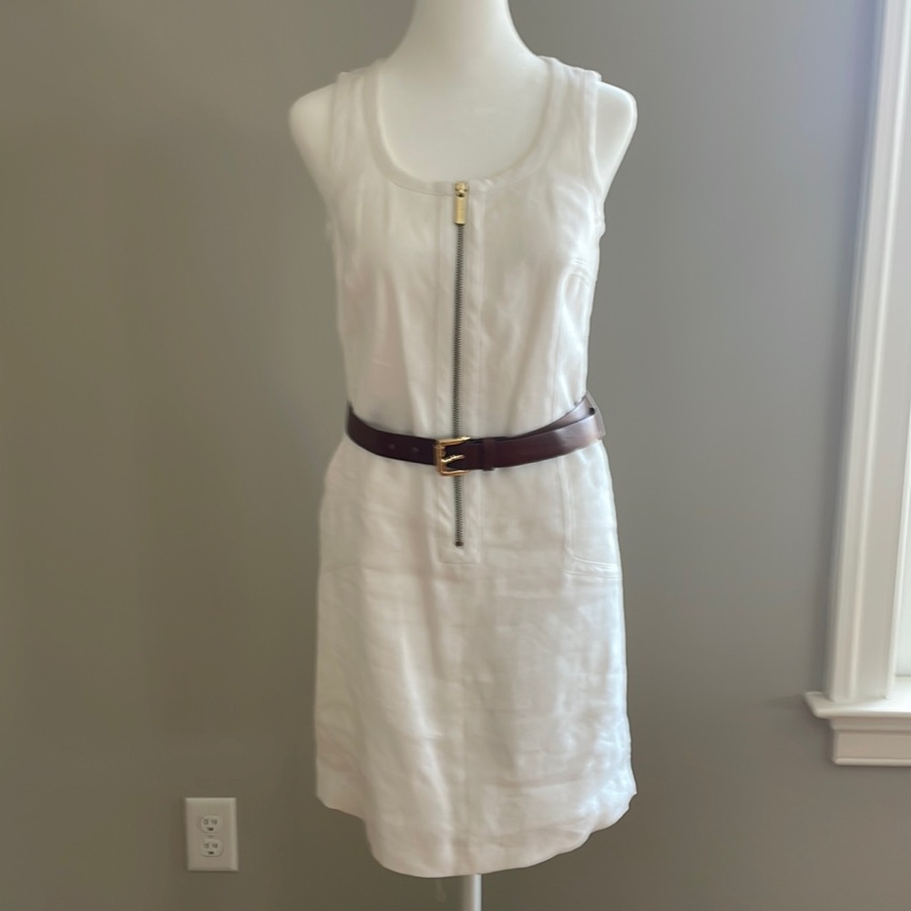 Michael Kors White Linen Zip Front Dress